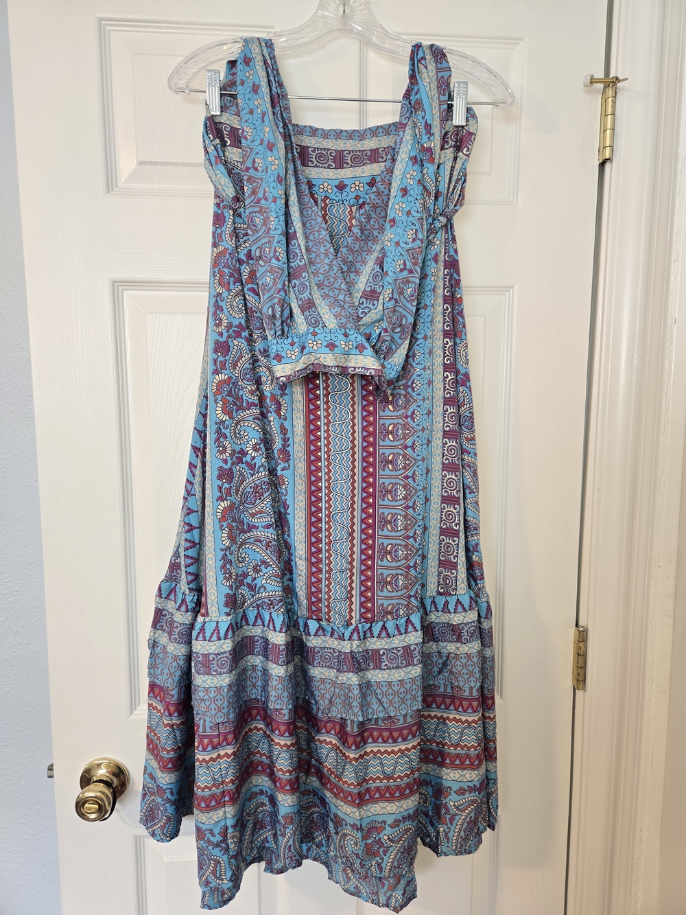 Boutique Teal Burgundy Gold Boho 2-Piece Maxi Dress